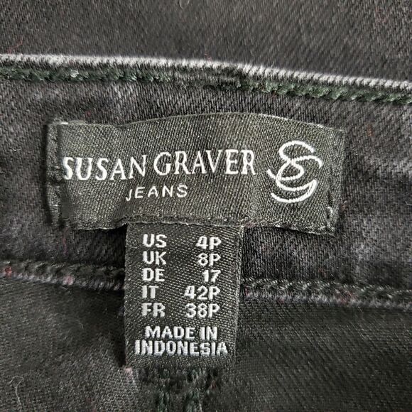 Susan Graver Womens Jeans Size 4P Black High Stretch Denim Straight Leg A342367 - Picture 8 of 11